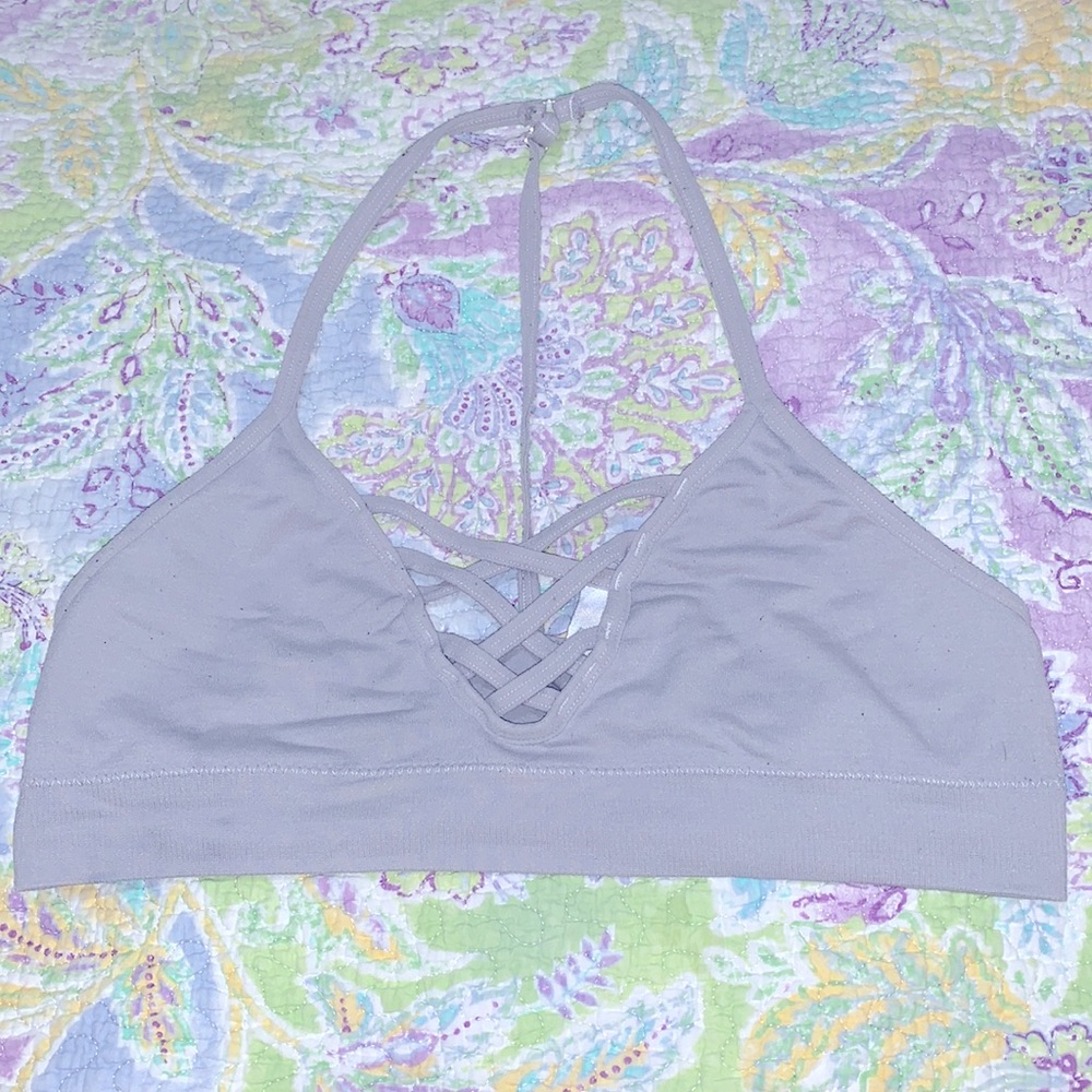 Halter criss cross bralette crop bra race retro